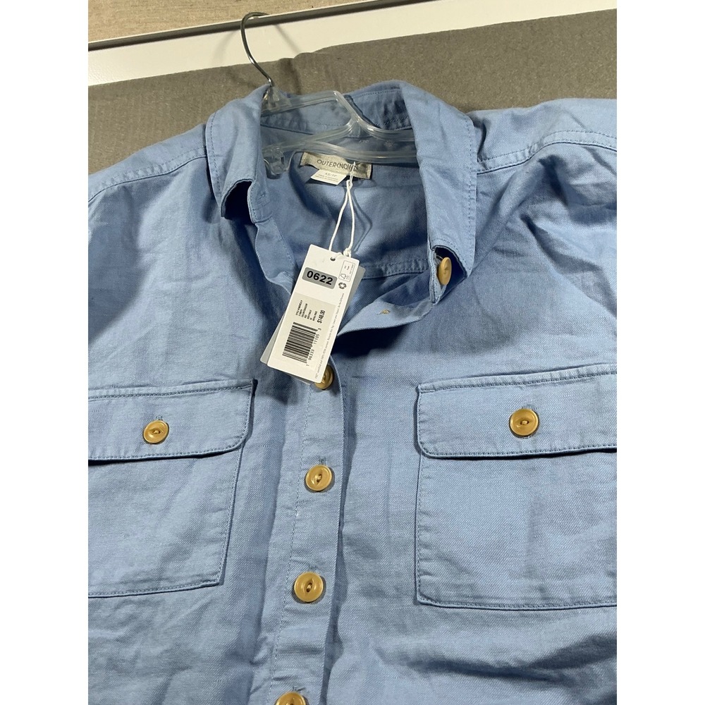 Outerknown Womens Blue Utility Button Front Short Sleeve Romper Jumpsuit XS P
